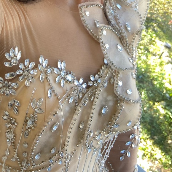 Elegant Beaded Dress with Silver Accents very heavy beaded show stopper